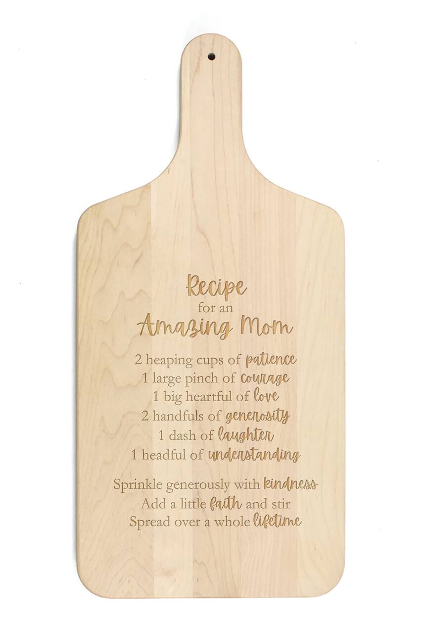 17" Recipe for an Amazing Mom Maple Paddle Cutting Board